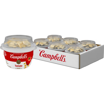 Campbell's Classic Tomato Soup with Original Goldfish Crackers, Microwavable Bowl, 7.35 Oz (Pack of 6)