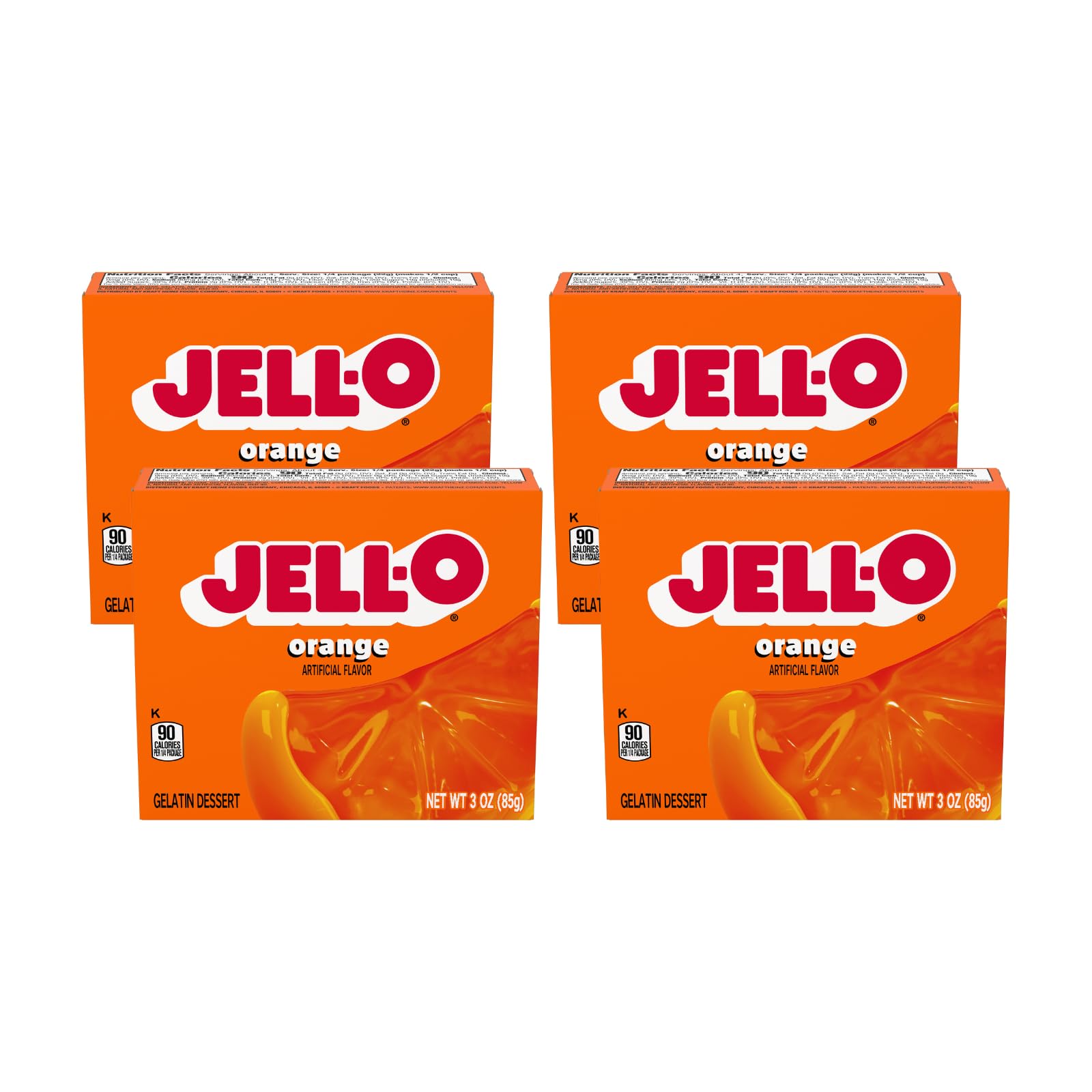 Jell-O Orange Gelatin Dessert 3 Ounce Boxes (Pack of 4)