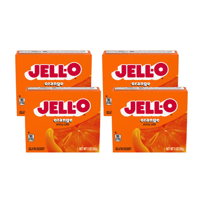 Jell-O Orange Gelatin Dessert 3 Ounce Boxes (Pack of 4)