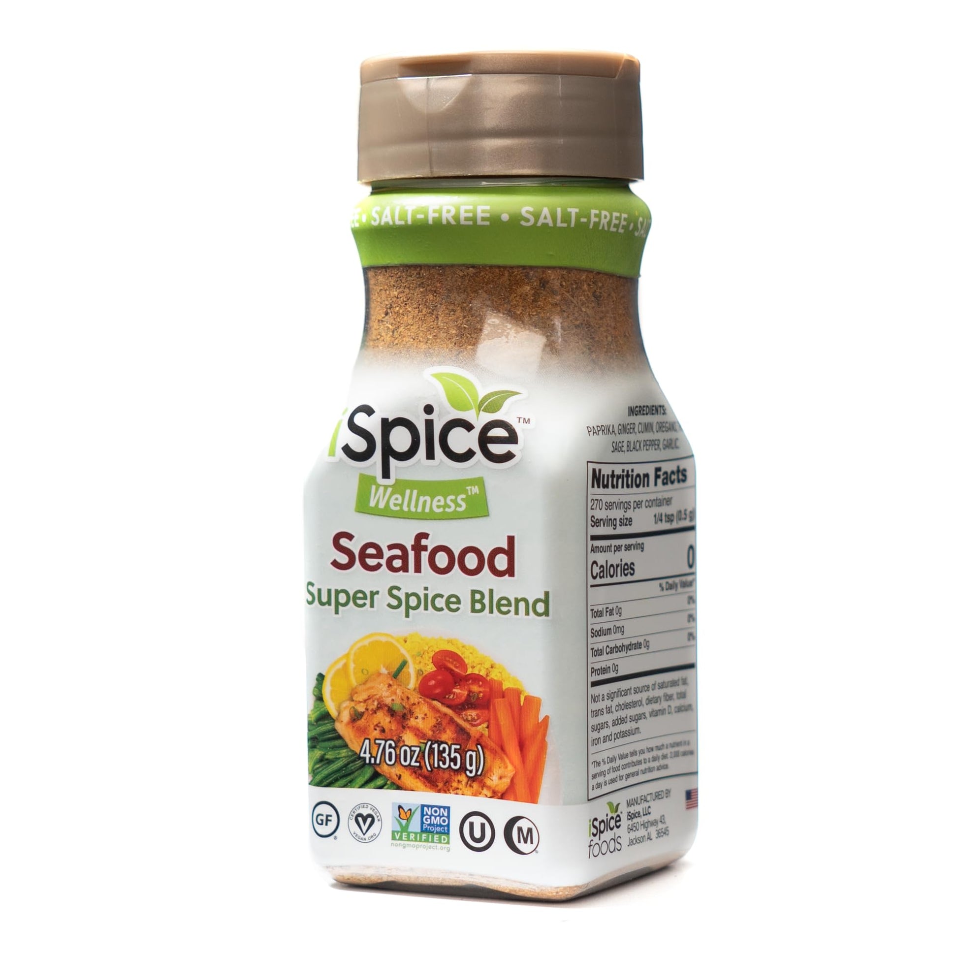iSpice - Salt-Free | Sugar free | 100% Fat Free Pure Wellness Seafood Super Spice Blend | All Natural | Ready to use as is | No 