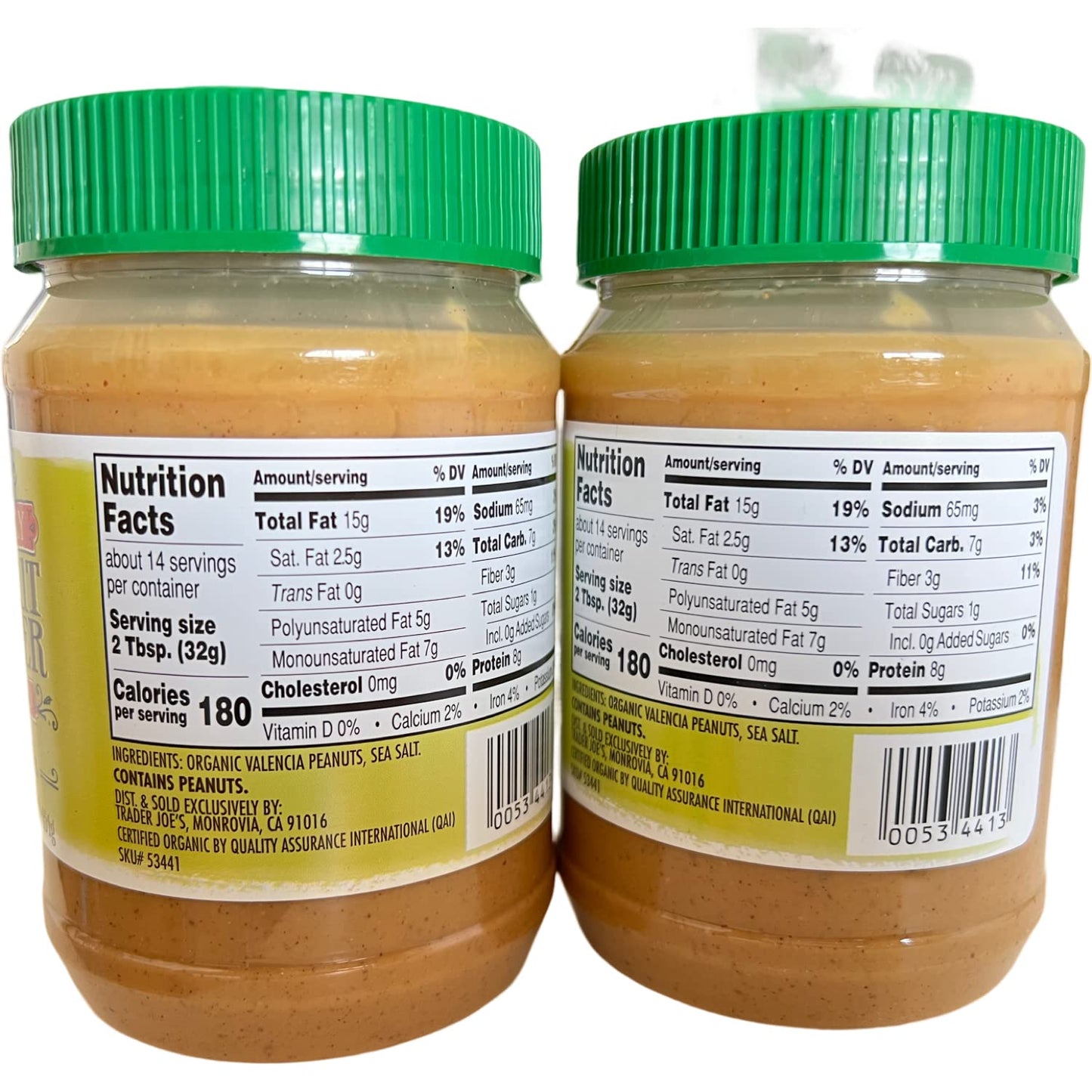 Trader Joe'S Organic Peanut Butter Creamy Salted Valencia 1 Lb (Pack Of 2)