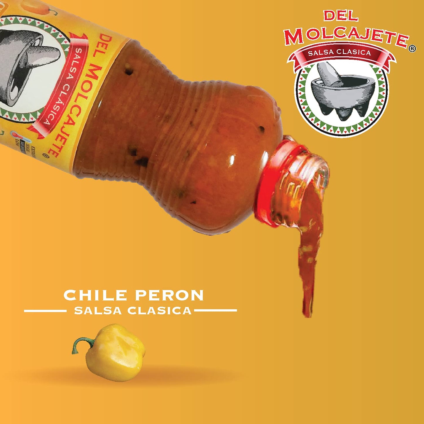 Del Molcajete Salsa Clasica Variety 12-Pack - Chile de Arbol, Chilpotle, Chile Peron/Manzano - 24.1 cm