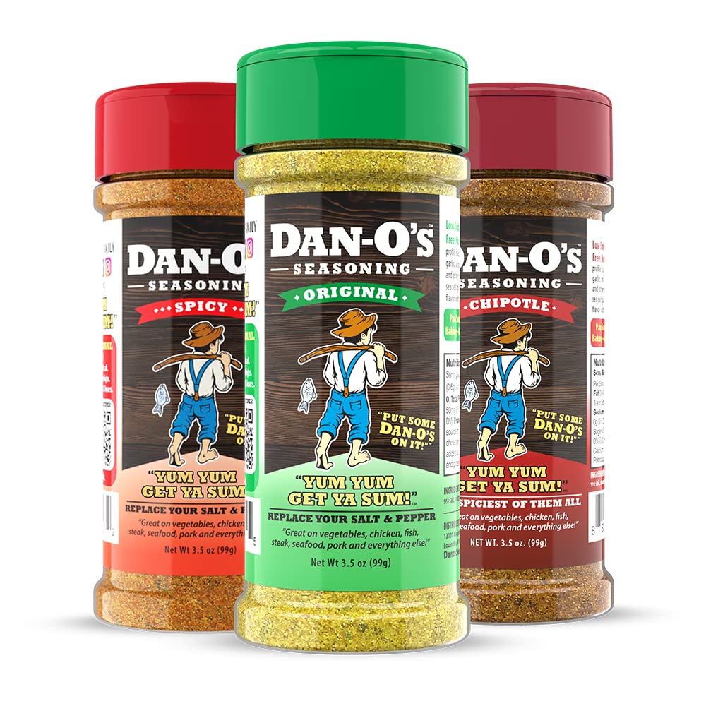 Dan-Os Seasoning Combo Pack - Original, Chipotle & Spicy - 3 Bottles (3.5 oz each)