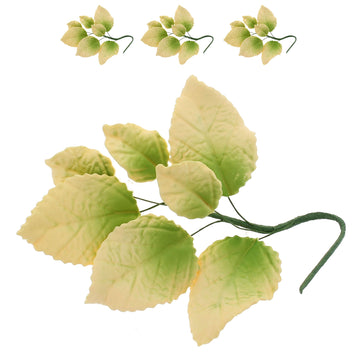 Global Sugar Art Rose Leaf Sugar Sugar Cake Flowers Spray, Pale Yellow & Green, 3 Count By Chef Alan Tetreault