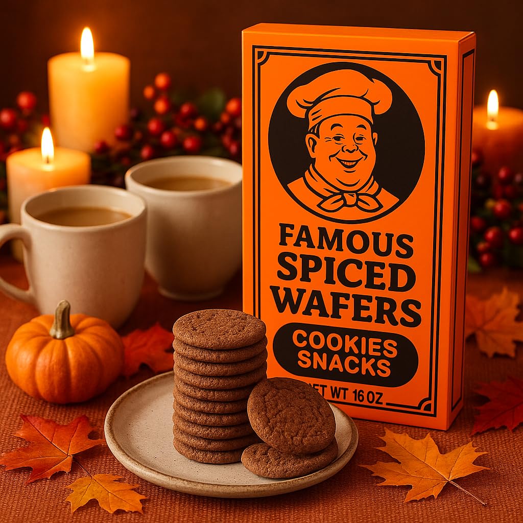 Spiced Wafers Cookies Snack Famous Philadelphia Cookie | Natural Ingredient - Limited Edition Old-Fashioned Grandma Recipe | Autumn Treat Fall Halloween Christmas Holiday Thanksgiving Gift Box