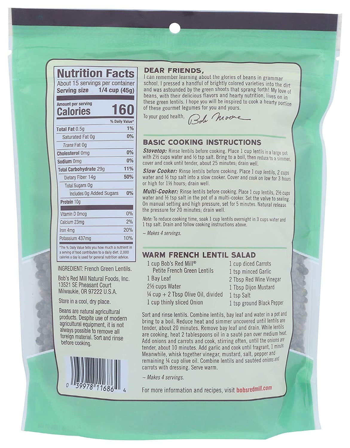 Bob'S Red Mill Petite French Green Lentils, 24 Ounce (Pack Of 2)