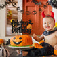 YOYMARR Halloween Cake Topper for Wizard Ghost Pumpkin Theme, Black Sparkle Decor, 7.3 x 4.75, Ideal for Birthday Party Supplies