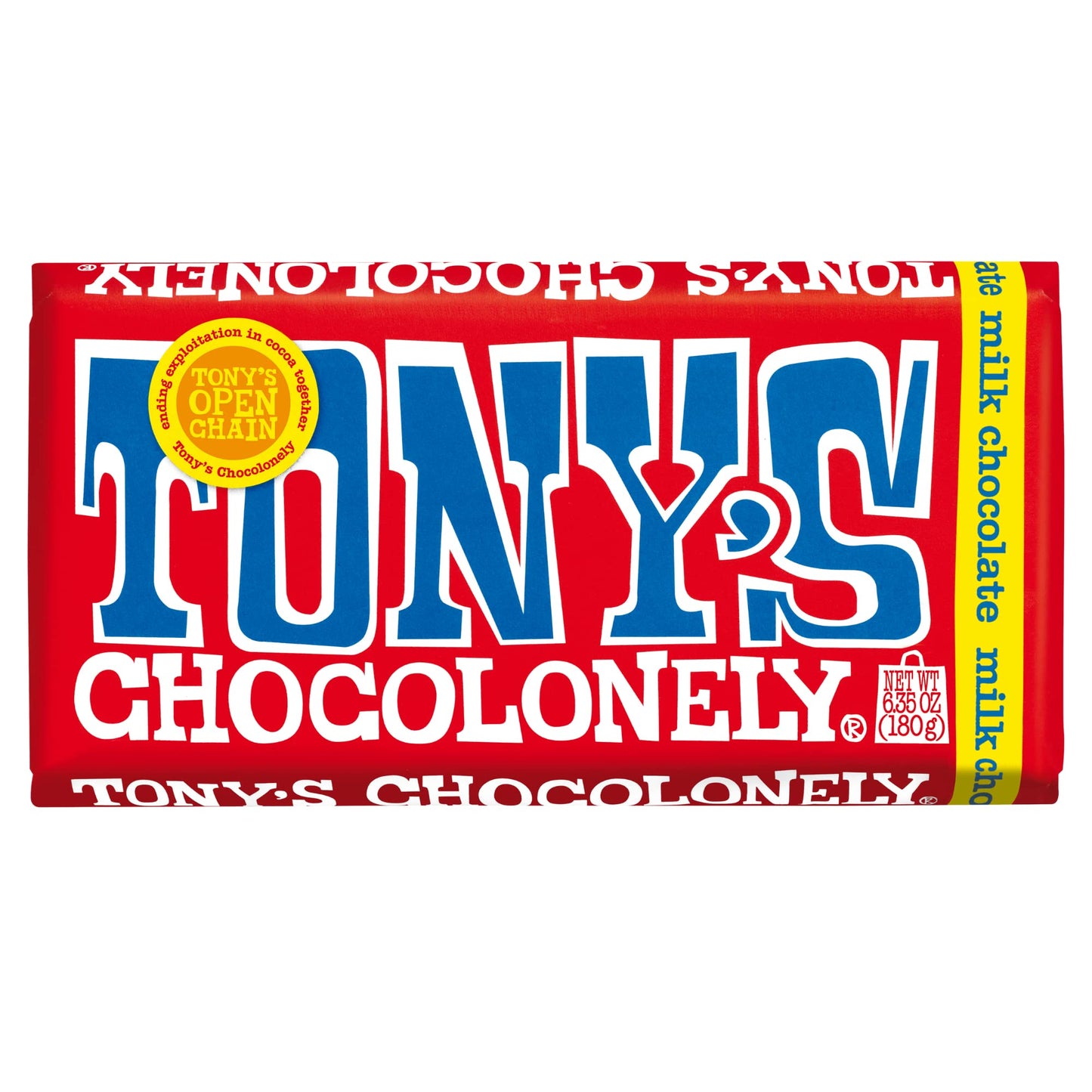 Tonys Chocolonely 32% Classic Milk Chocolate Bar - Rich, Smooth Belgium Chocolate, Perfect Holiday Gift, Chocolate Candy, No Artificial Flavoring, Fairtrade & B Corp Certified - 6.35 Oz, 15 Bars