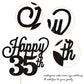 YCTHUNFISH 35th Birthday Cake Topper Black Glitter Bamboo Decoration for 35 Years Old Party Supplies