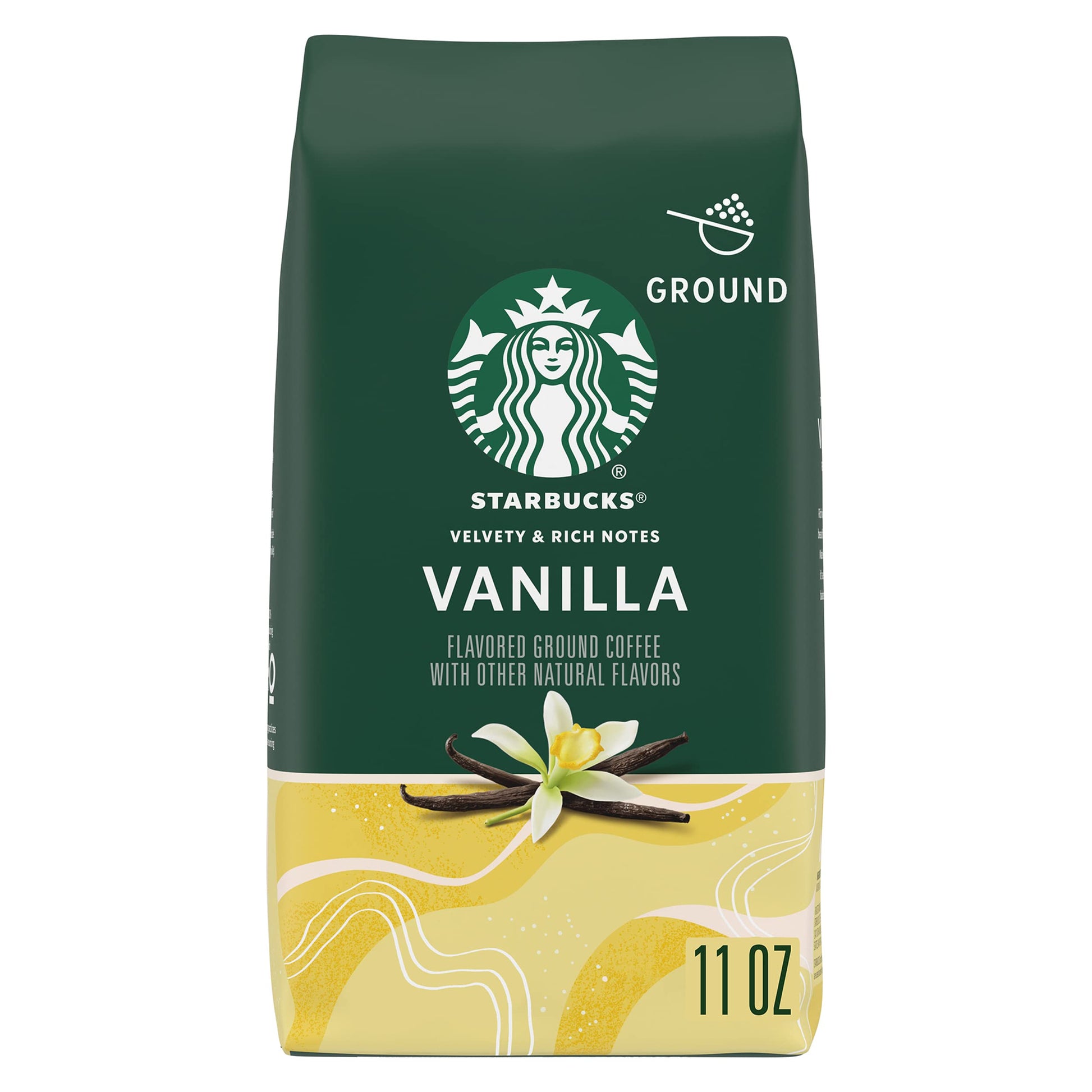 Starbucks Ground Coffee, Vanilla Flavored Coffee, Naturally Flavored, 100% Arabica 1 Bag (11 Oz)
