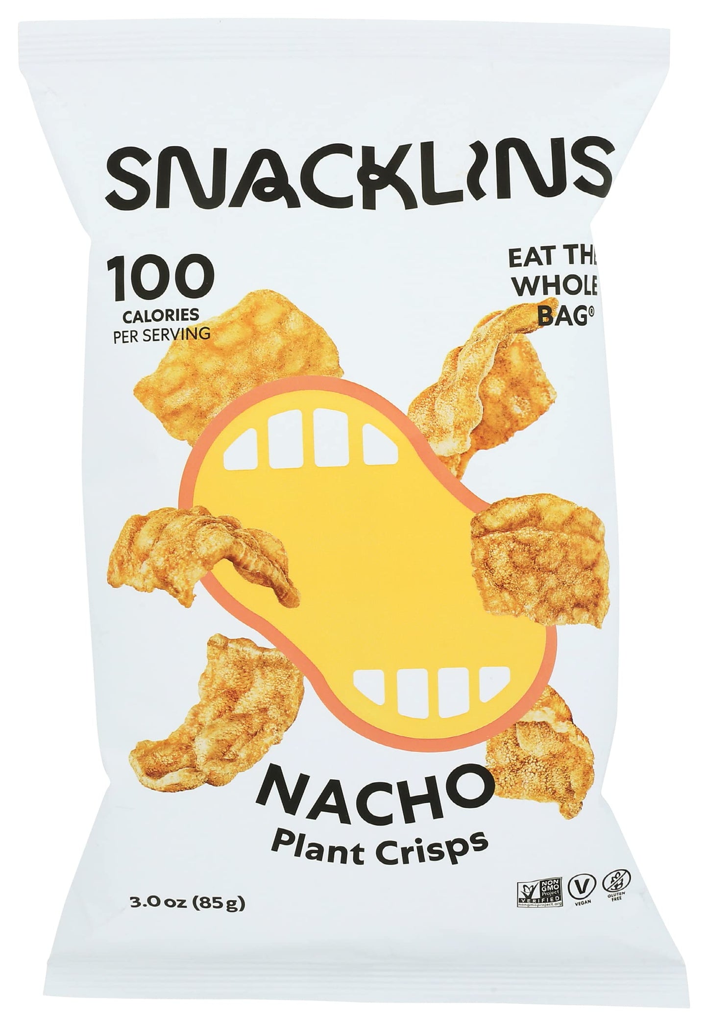 Snacklins Nacho Plant Crisps, 100 Calories Per Serving, Vegan, Kosher, Gluten Free & Non-GMO, 3 Ounce (Pack of 12)