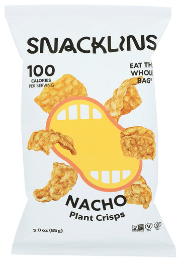 Snacklins Nacho Plant Crisps, 100 Calories Per Serving, Vegan, Kosher, Gluten Free & Non-GMO, 3 Ounce (Pack of 12)