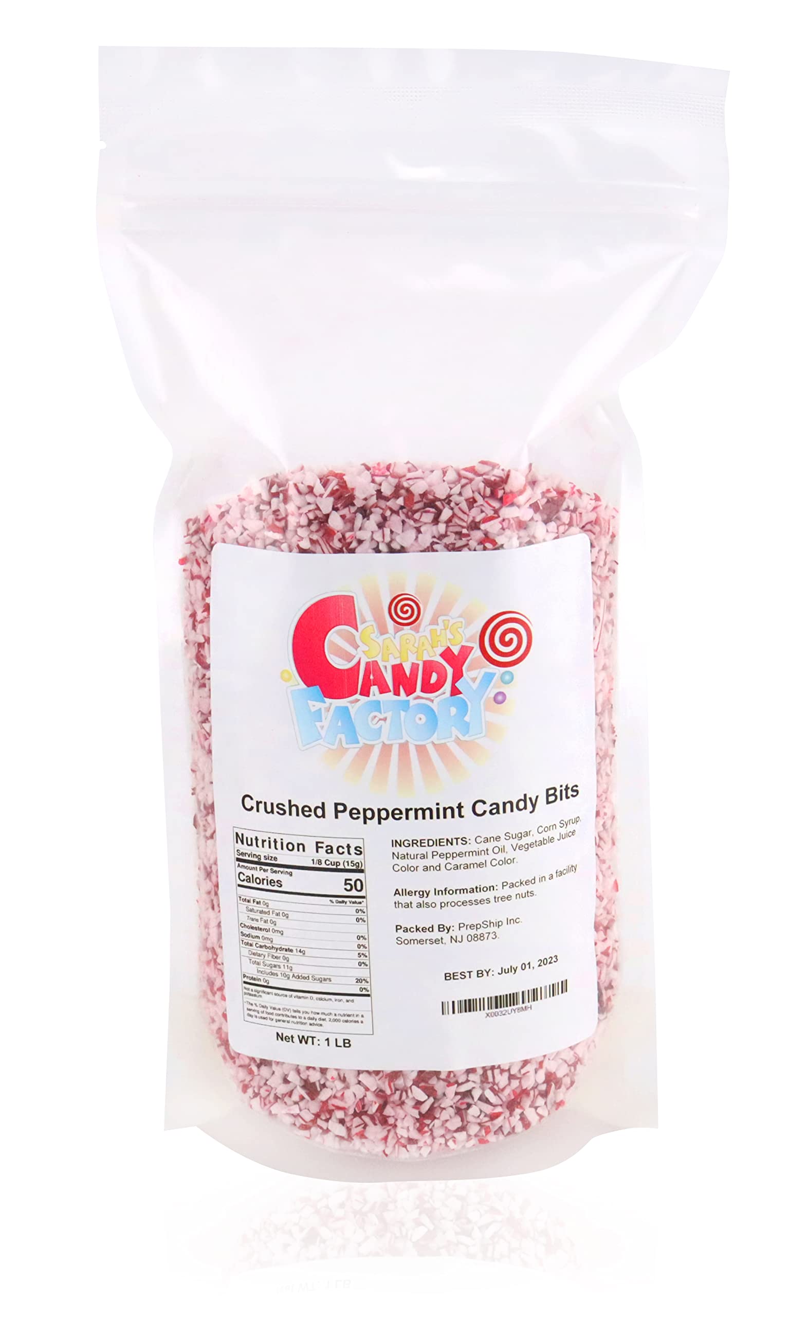 Sarah's Candy Factory Crushed Peppermint Candy Pieces Bits in Resealable Bag, 1 Lb (1 Pack)