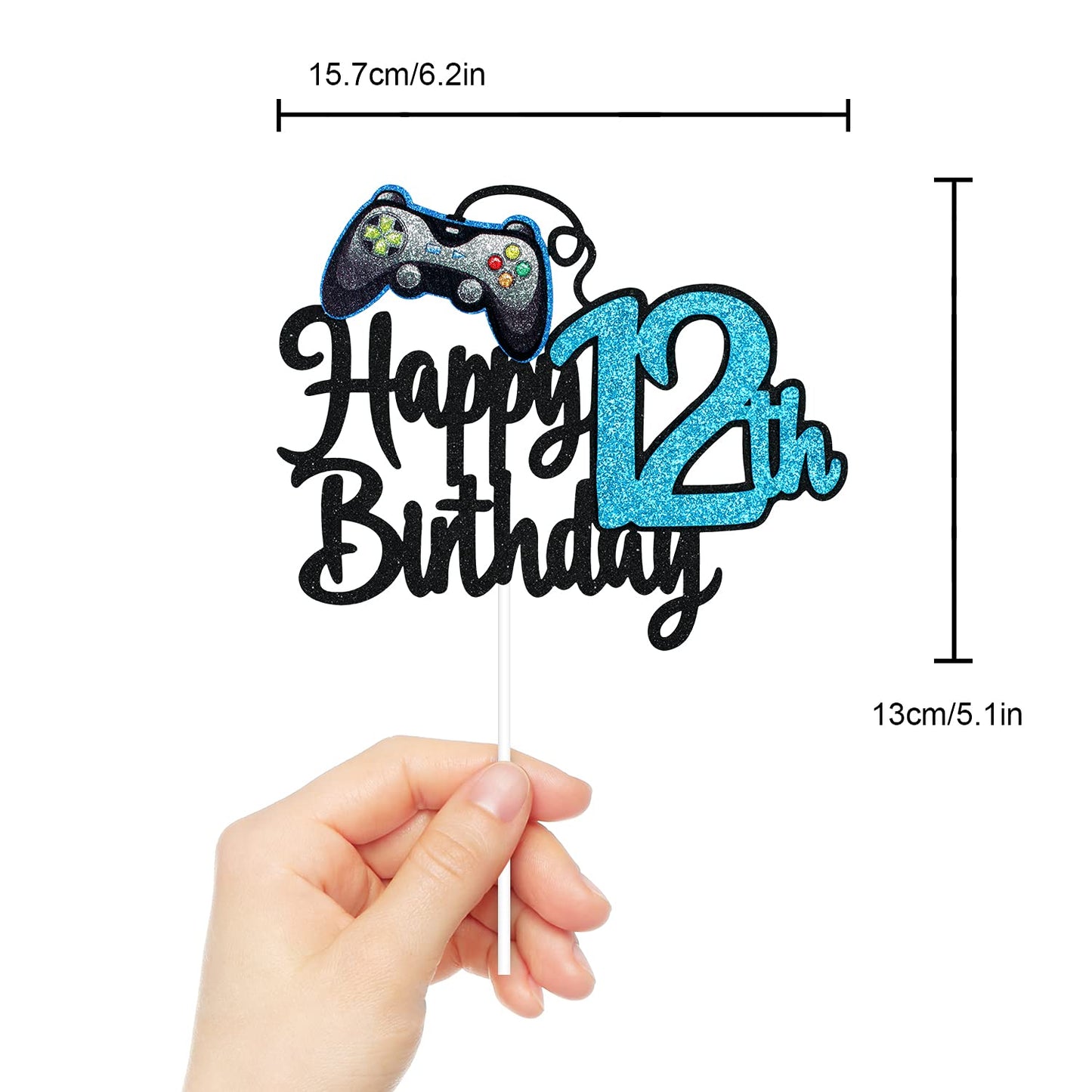 Video Game Happy 12Th Birthday Cake Topper - Video Game Boy'S 12Th Birthday Party Blue Cake Supplies - Game On Level Up Winner P