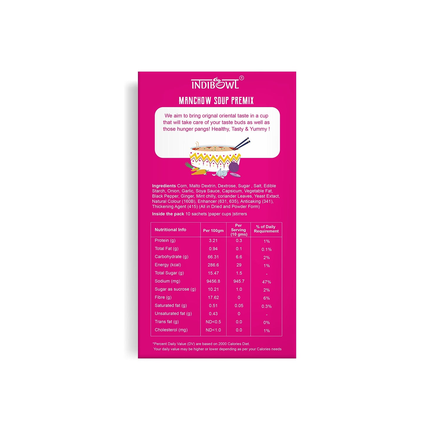 Indicup Manchow Soup Premix - Pack Of 1-10 Sachets - Instant Soup Mix, Refreshing Taste