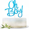 Glitter Blue Oh Boy Cake Topper, Baby Shower Cake Topper For It'A A Boy Baby Boy Baby Shower Cake Party Decoration Supplies
