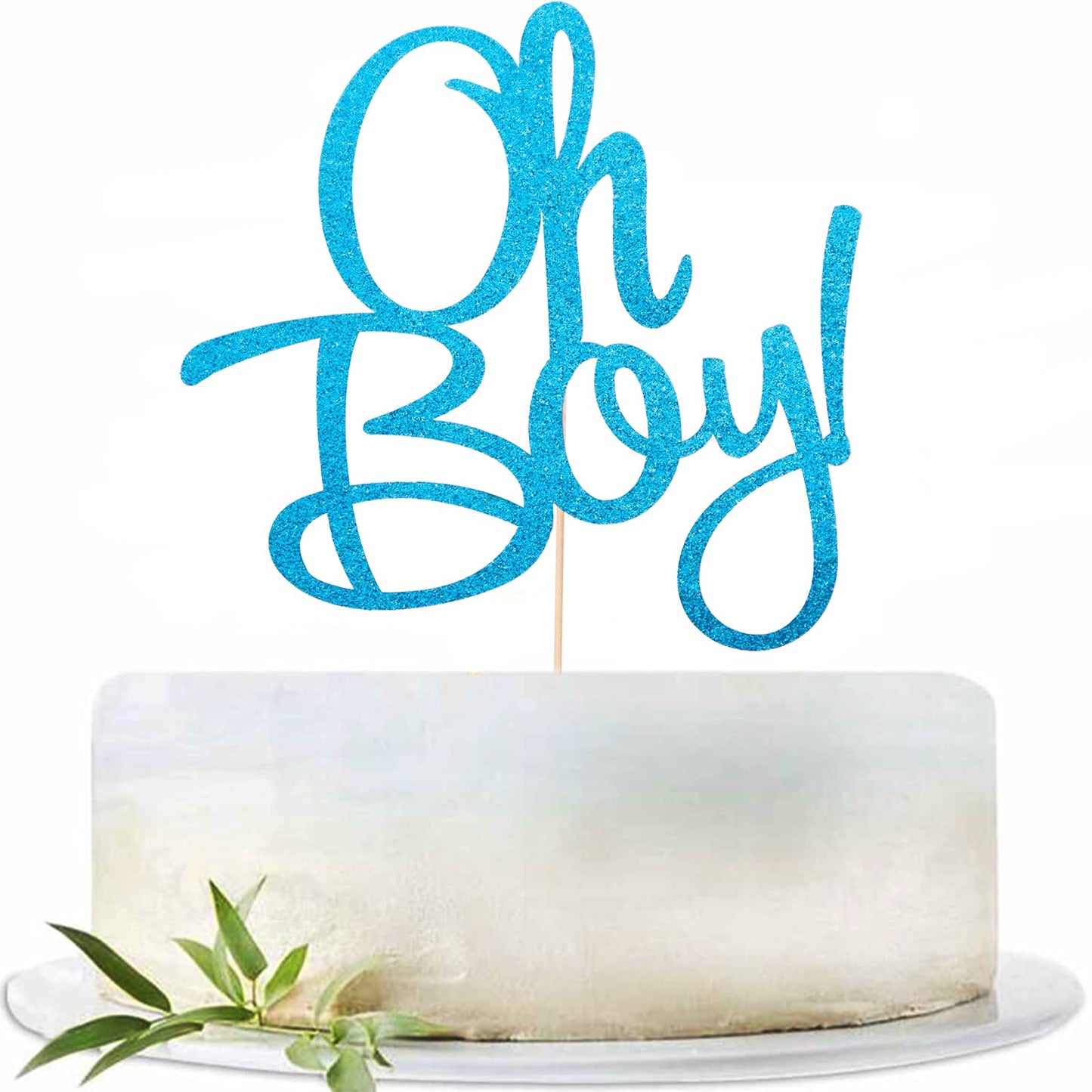 Glitter Blue Oh Boy Cake Topper, Baby Shower Cake Topper For It'A A Boy Baby Boy Baby Shower Cake Party Decoration Supplies