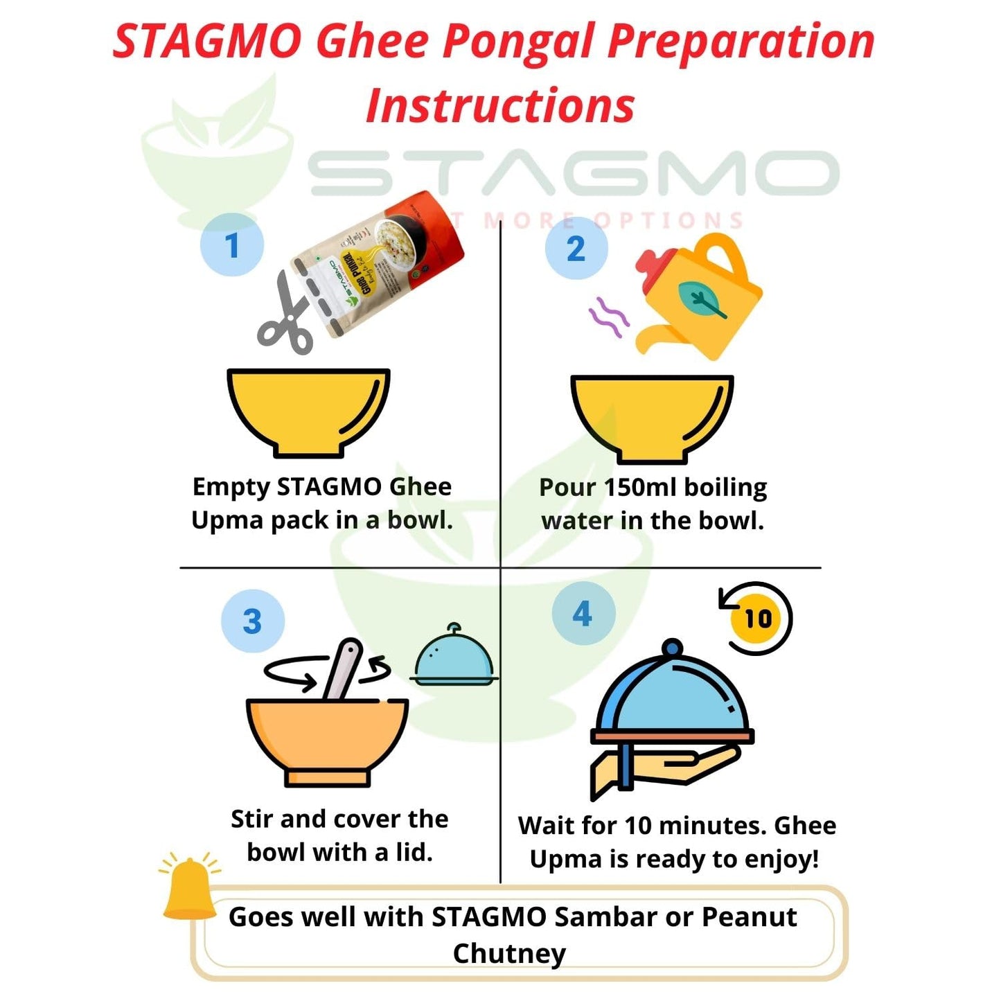 Ghee Pongal (Pack Of 3, 100G Each) Ready To Eat Instant Breakfast - Ready Meal