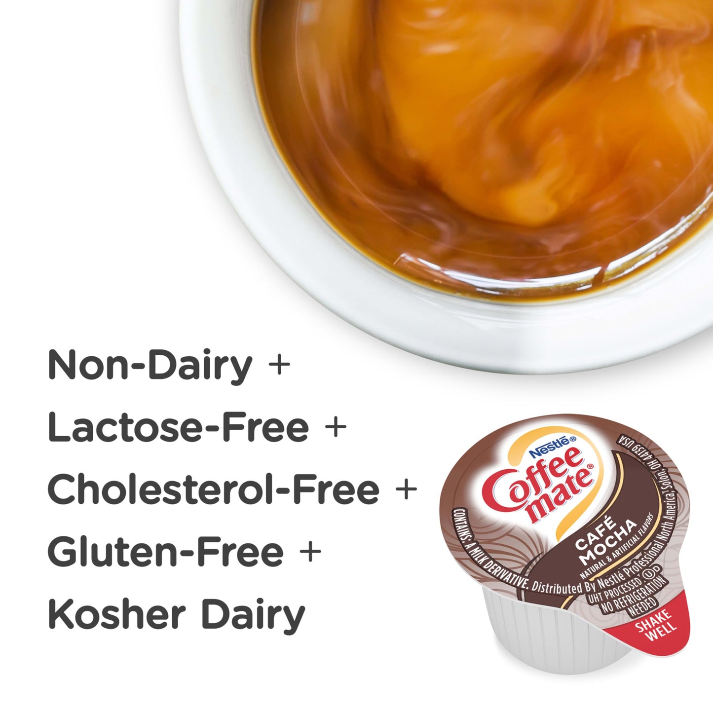 Nestle Coffee Mate Coffee Creamer, Cafe Mocha, Liquid Creamer Singles, Non Dairy, No Refrigeration, 0.375 Fl Oz Tubs (Pack Of 200)
