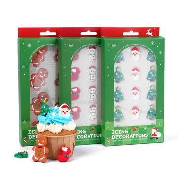 Edible Christmas Cake Decorations, Edible Gingerbread Men, Christmas Tree Candy, Santa Claus Icing Decorations, Socks, Snowman f