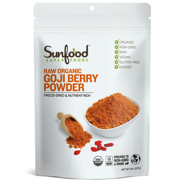 Sunfood Superfoods Goji Berry Powder. Organic, Non-Gmo. 100% Pure Goji Fruit: No Additives Or Preservatives. 8 Oz Bag