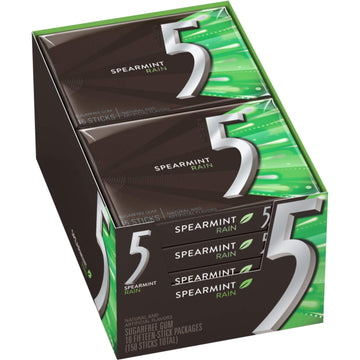 Wrigley 5 Rain-Tingling Spearmint, 10Ct/150 Sticks Total