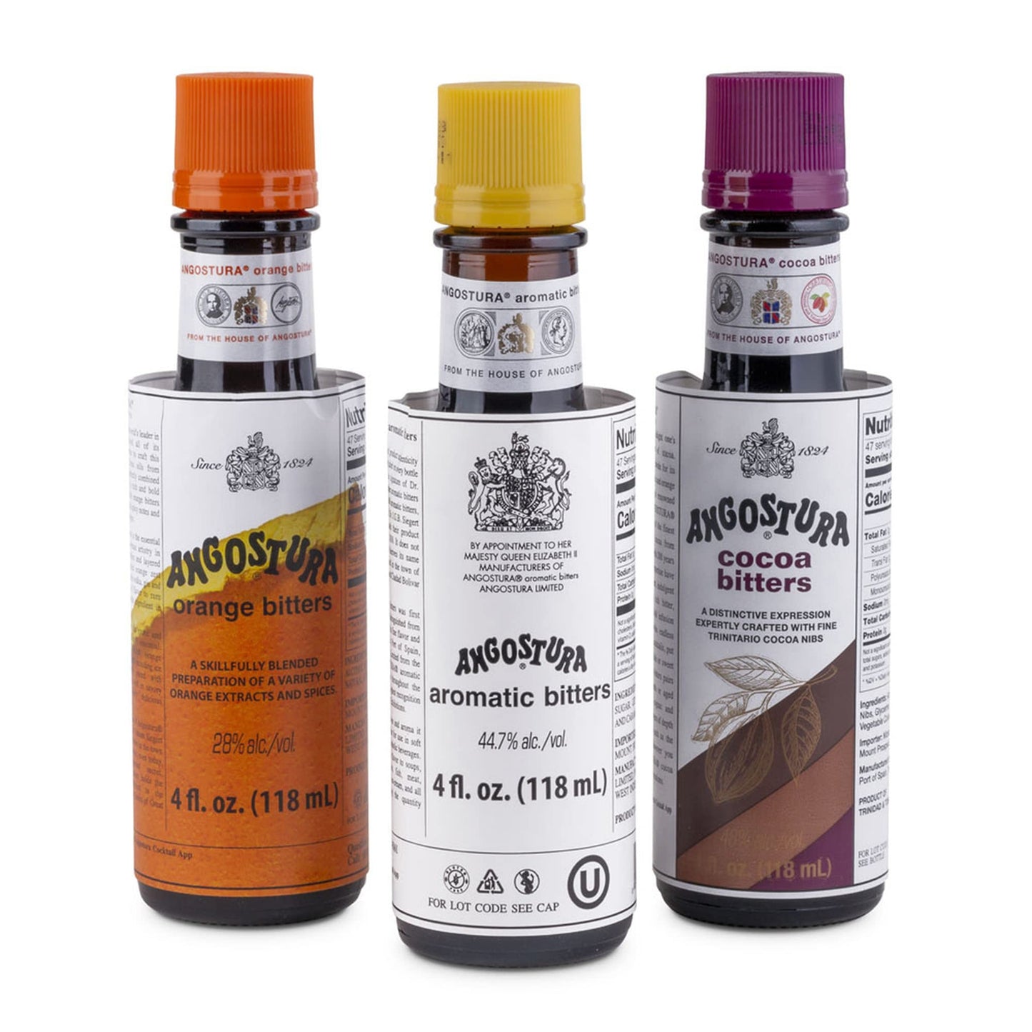 Essential Contraptions Angostura Bitters Cocktail Essentials 3-Pack - Classic Aromatic, Orange, Cocoa - 4oz Variety