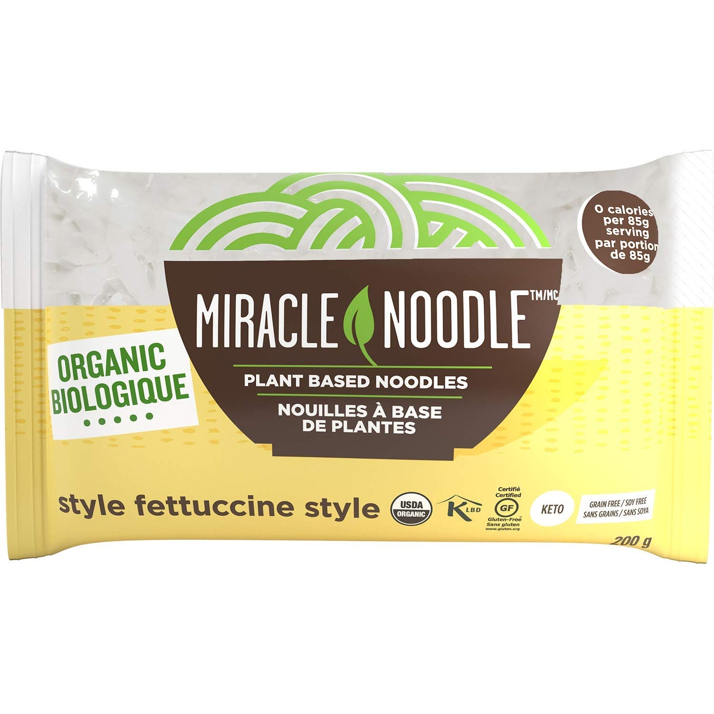 Miracle Noodle Organic Fettuccine Konjac Shirataki Noodles - Plant Based, Keto, Vegan, Gluten Free, Low in Carbs & Calories, Non