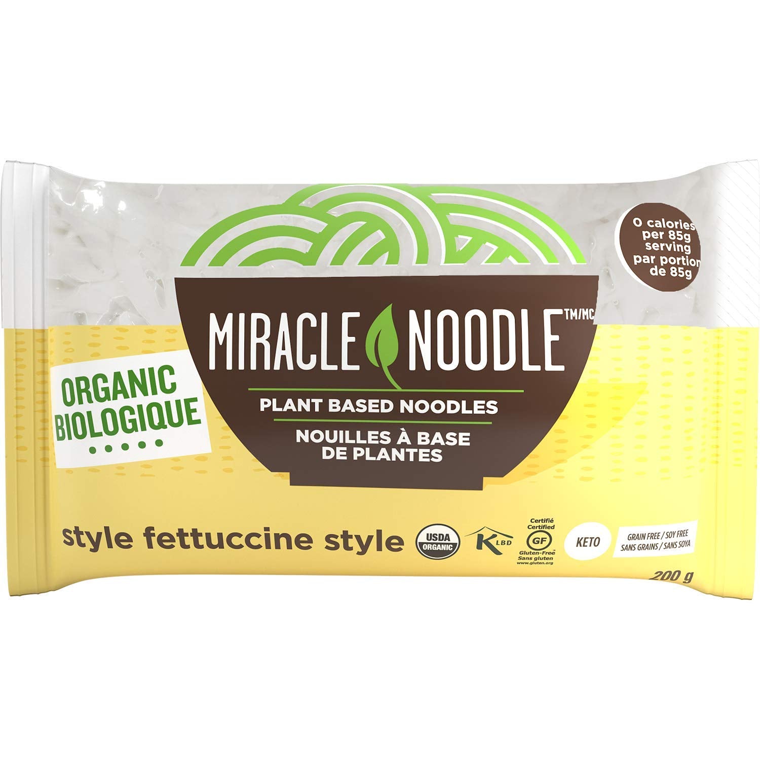 Miracle Noodle Organic Fettuccine Konjac Shirataki Noodles - Plant Based, Keto, Vegan, Gluten Free, Low in Carbs & Calories, Non