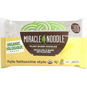 Miracle Noodle Organic Fettuccine Konjac Shirataki Noodles - Plant Based, Keto, Vegan, Gluten Free, Low in Carbs & Calories, Non