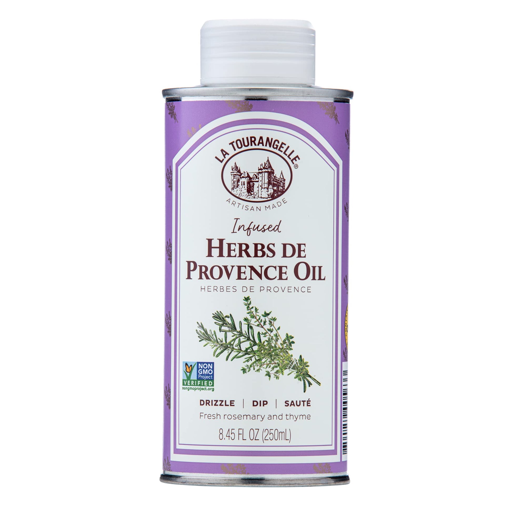 La Tourangelle Herbs De Provence Infused Sunflower Oil, High-Oleic Oil For Cooking, Vinaigrettes & Dipping Sauces, 8.45 Fl Oz