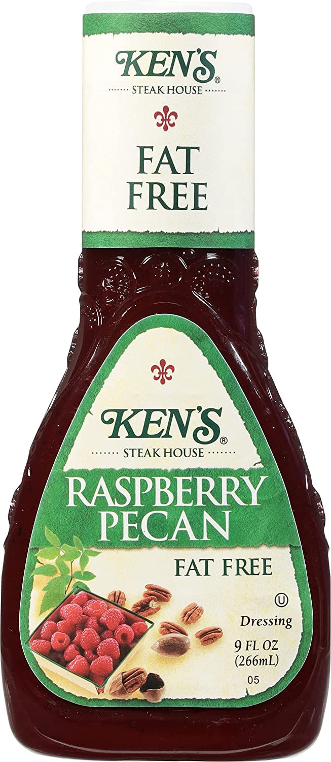 Kens Steak House Fat Free Raspberry Pecan Dressing, 9 Fl Oz (Pack of 2)