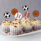 Sports Themed Cupcake Toppers, All Star Cupcake Toppers, Football Soccer Basketball And Baseball, Sports Themed Birthday Party B