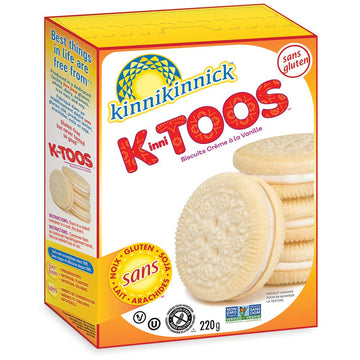 Kinnikinnick - KinniTOOS Vanilla Sandwich Cream Cookies - Gluten Free, Allergy Friendly Vegan Cookies - 8 oz. Box