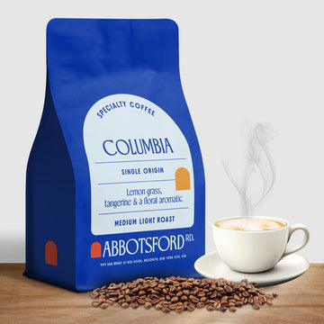Colombia Single Origin Whole Bean Coffee, Medium-Light Roast with Lemongrass, Tangerine & Floral Aromatic Notes, Specialty Beans