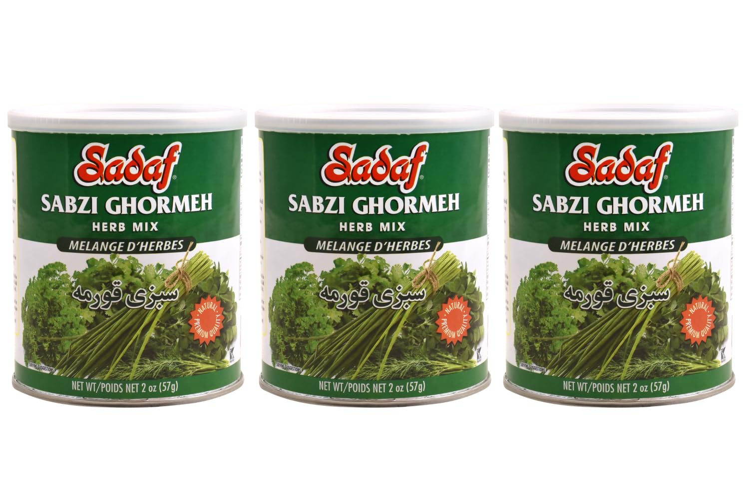 Sadaf Ghormeh-Sabzi Herb Mixture 3x 2 oz - Persian groceries- Kosher - 2 Ounce Can (Pack of 3)