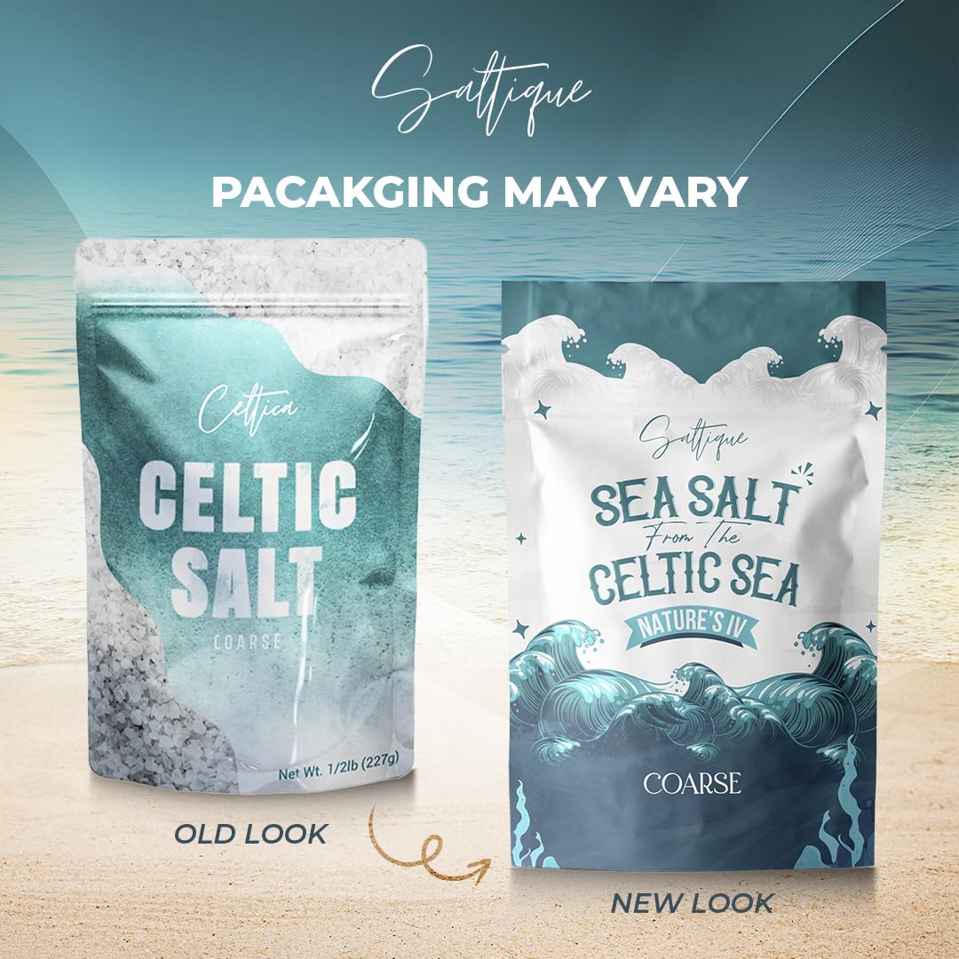 Saltique French Grey Coarse Sea Salt 8oz - 100% Unrefined, 82 Minerals for Hydration & Electrolyte Balance - Doctor Recommended