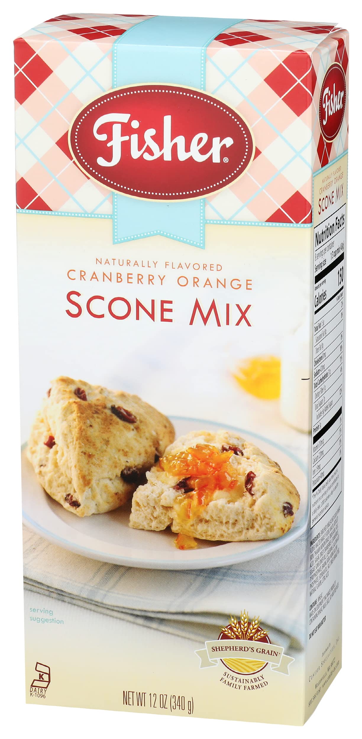 Fisher Scone Mix, Cranberry Orange, 12 Oz (Pack Of 3)