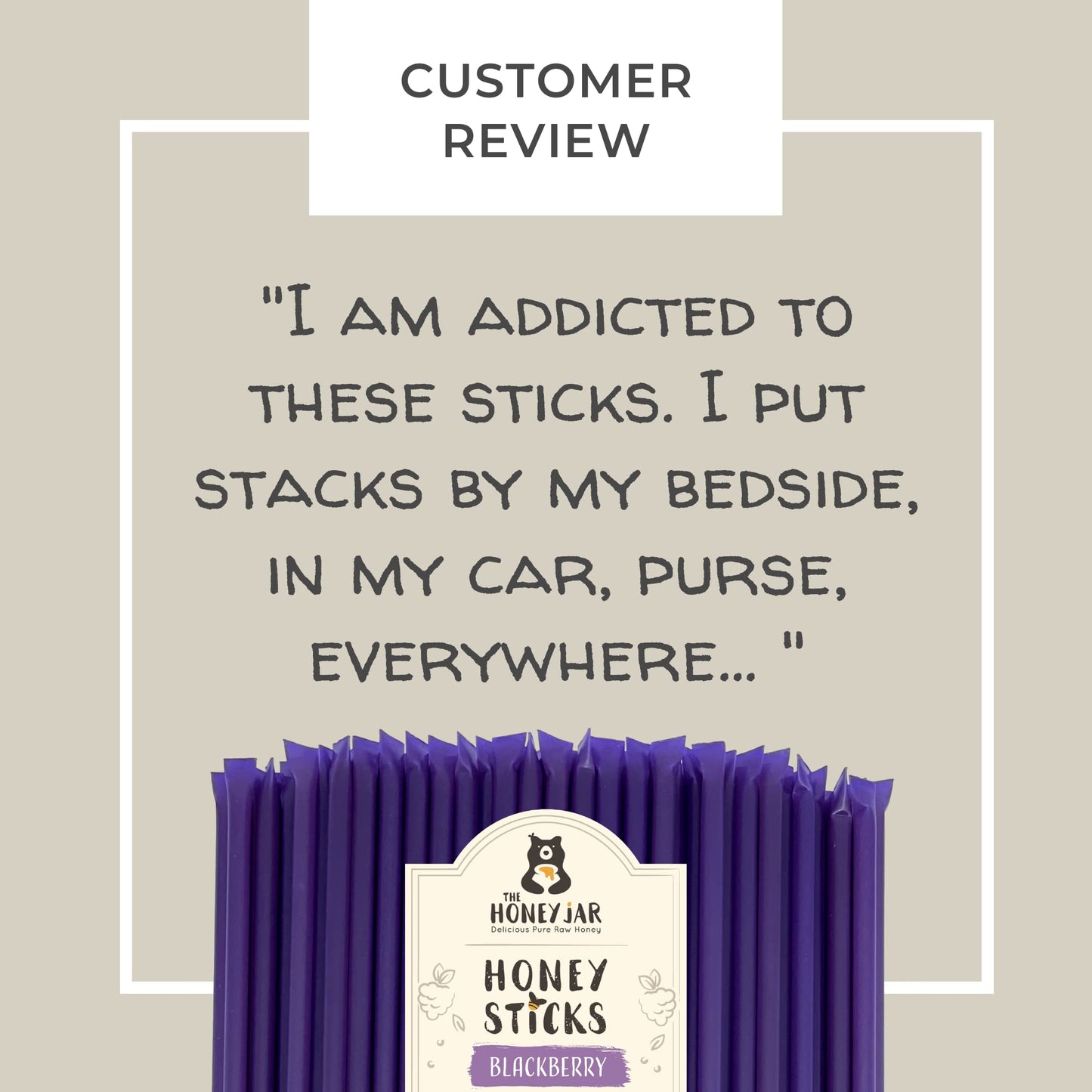 The Honey Jar Blackberry Flavored Raw Honey Sticks - Pure Honey Straws For Tea, Coffee, Or A Healthy Treat - One Teaspoon Of Fla