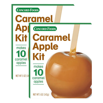 Concord Foods Caramel Apple Kit: Fall Favorite Treat - Indulge In Chewy Caramel Apples! Makes 10 Caramel Apples Per Box, 5 Oz (P