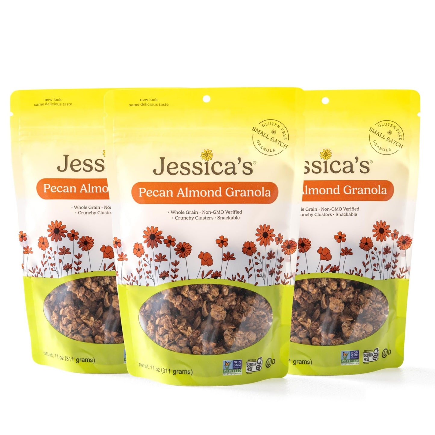 Jessicas Pecan Almond Granola - Handmade, Non-GMO, Gluten-Free, Whole Grain, 11oz (3 Pack)