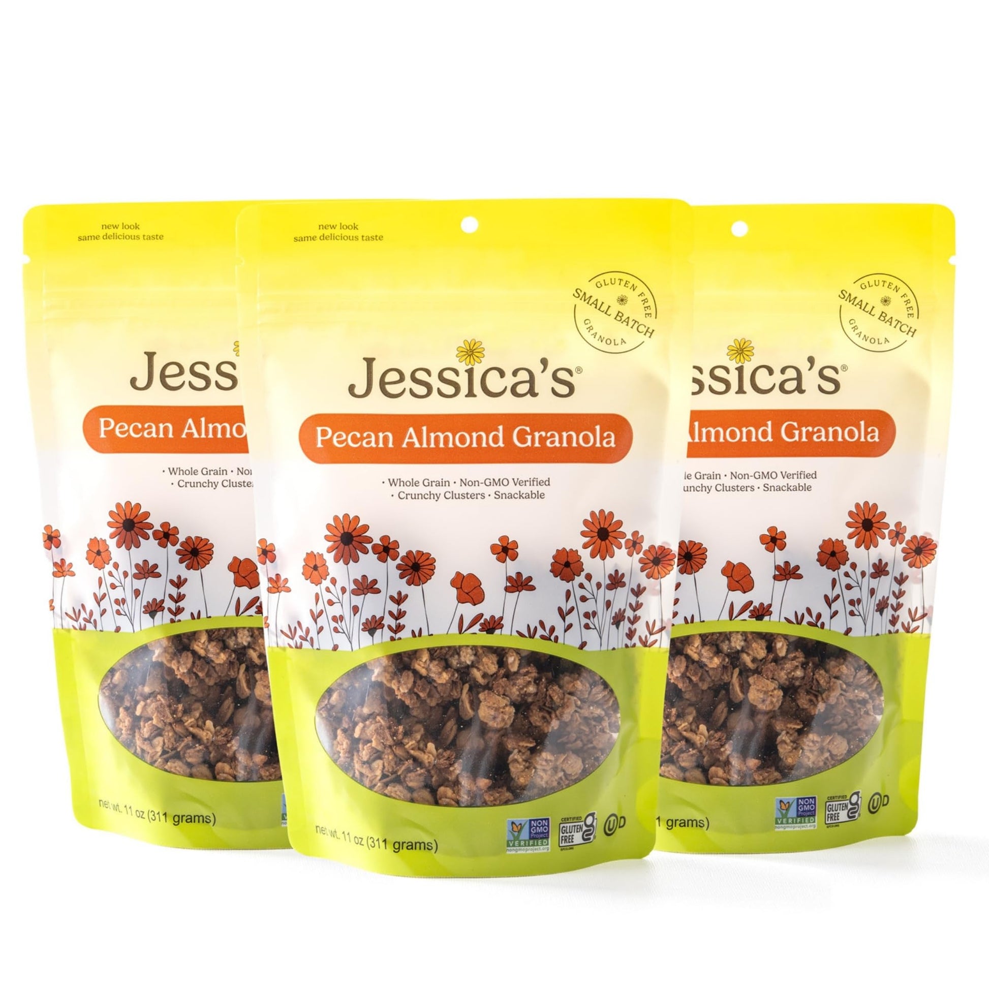 Jessicas Pecan Almond Granola - Handmade, Non-GMO, Gluten-Free, Whole Grain, 11oz (3 Pack)