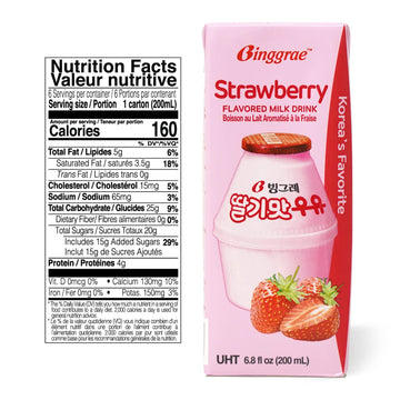 Binggrae Strawberry Flavored Milk (Pack of 24)