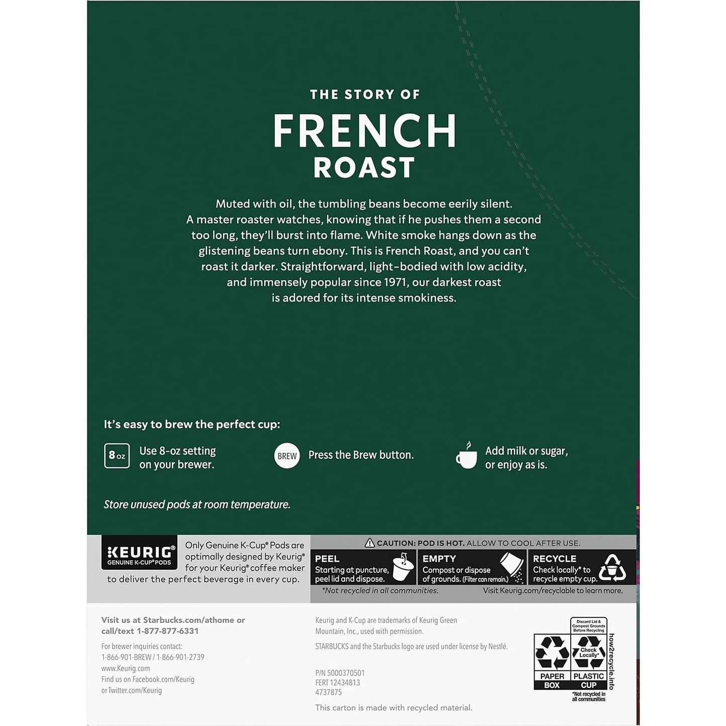 Starbucks French Roast K-Cup Pods for Keurig malt-inspired, 96 Count, Model COMINHKG028948