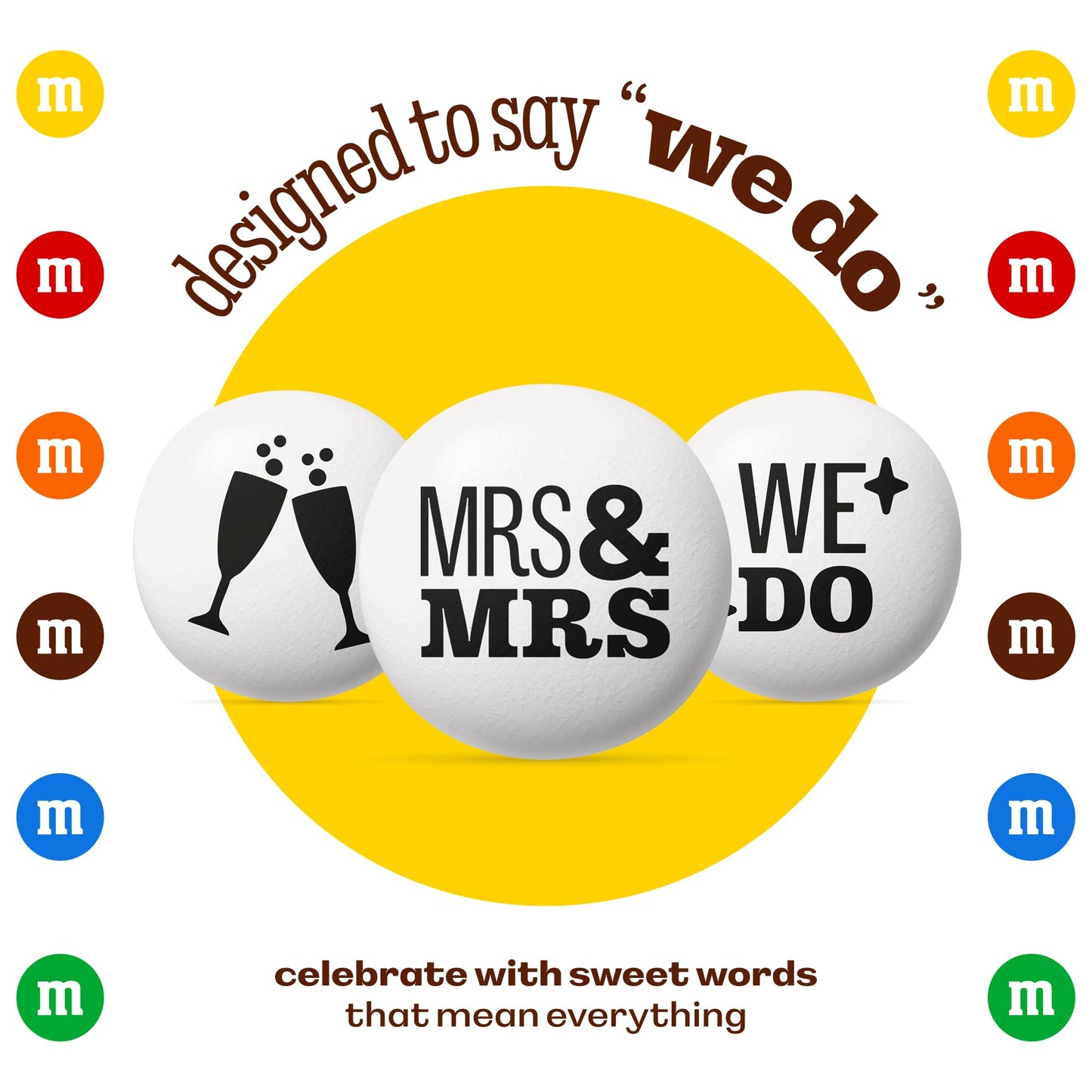 M&MS WORLD Mrs. and Mrs. Milk Chocolate Candy, 2 lbs Bulk Candy for Wedding Decorations, Unique Favors, or Cake Topper