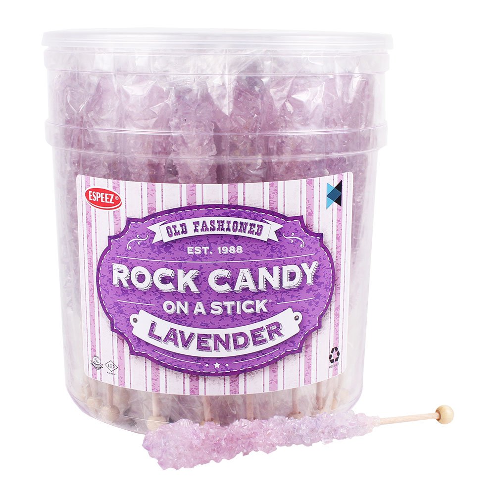 Espeez Rock Candy Sticks - 48 Count Lavender Tutti-Frutti, Individually Wrapped for Party Favors and Candy Buffets