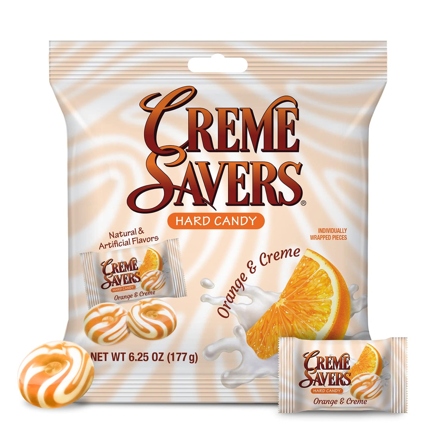 Crème Savers Orange and Creme Hard Candy - 6.25oz Bag, Classic Flavor, Orange