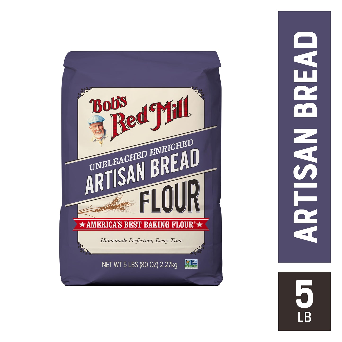 Bobs Red Mill Artisan Bread Flour - Vegan, Unbleached, Unbromated - 5lb (Pack of 1)