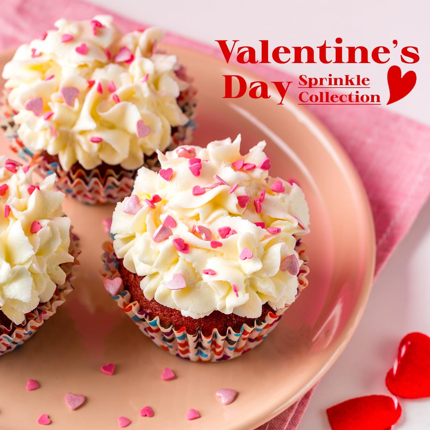 Heart Sprinkles For Cake Decorating, Valentine Sprinkles, Edible Pink And Red Sprinkles For Cookies, Ice Cream, Cupcake Topper,