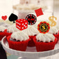 Boao  card-style Theme Party Decorations - 48 Count Bamboo Cupcake Toppers, Red, Playing Card Toothpicks for Birthdays and Celebrations